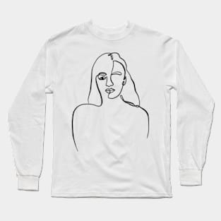 Abstract women body one line art Long Sleeve T-Shirt